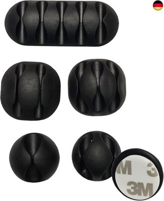5 Stück Kabelhalter Set schwarz selbstklebend 3M Kabelclips Kabelführung K