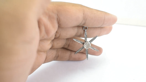 Polki Pave Diamond Pendant 925 Sterling Silver Oxides Star Pendant Birthday Gift - Video 1 of 1