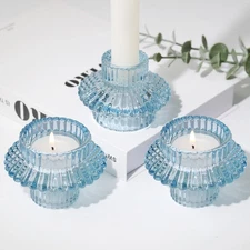 Candle Holders Glass Tealight/Taper & Votive Candlestick Holders Set of 3, fo...