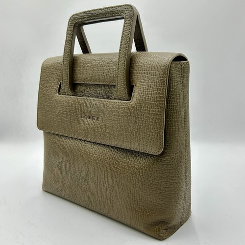 LOEWE Shrink Calf Handbag Dark Gray Rare Used Reuse Women's Rare Authentic - Picture 2 of 19