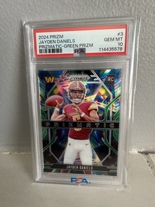 2024 PANINI PRIZM PRIZMATIC GREEN PRIZM #3 JAYDEN DANIELS ROOKIE RC PSA 10