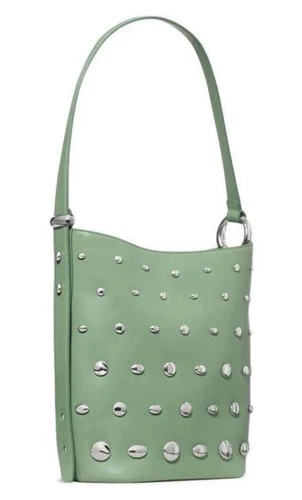 BRAND NEW! Kate Spade Crisp Sage Halo Stud Fine Grain Leather Bucket Bag KM493