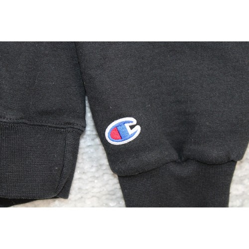Champion Hoodie Pullover Sweatshirt Graphic Logo Black Comfy Mens - Foto 4 di 7