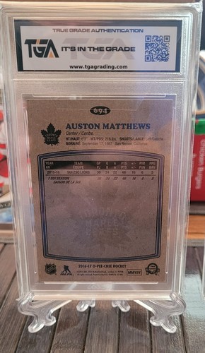 2016 UD O-Pee-Chee Update Retro Auston Matthews TGA 8 RC And KSA 10 Checklist - Picture 5 of 6