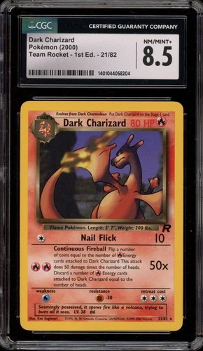 Pokemon Dark Charizard Team Rocket Unlimited NON Holo Rare #21 CGC 8.5