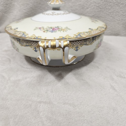Vintage Noritake Porzellan Carmela bedeckt Schale mit Griffen blau Blumen Japan - Bild 7 von 10