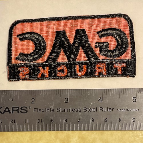 Vtg c 1980s GMC TRUCKS General Motors Truck Embroidered Patch Orange Black - Picture 6 of 6