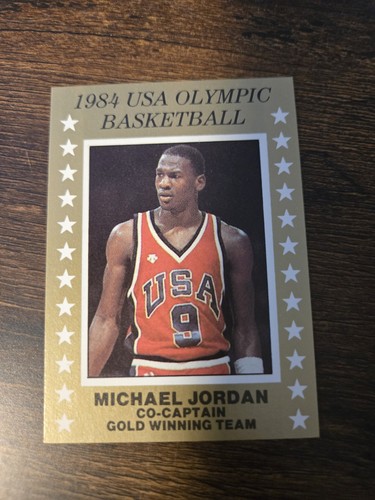 1984 USA Olympic Basketball Michael Jordan Co-Captain Gold Winning Team Card