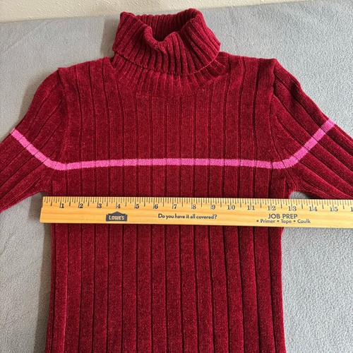 Suéter Vintage Y2K 00s Energie Tejido Acanalado Chenille Cuello Alto Mujer M Granate - Imagen 8 de 12