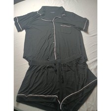 Victoria's Secret Modal Pajama Set Black Button Down Short sleeve Soft XL