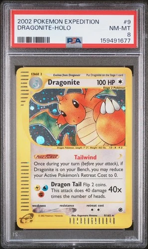 2002 POKEMON EXPEDITION #9 DRAGONITE-HOLO PSA 8
