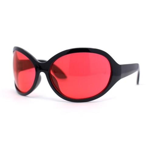 Oversized Sunglasses Blue Yellow Red Purple Lens Black Frame Wrap Around Outdoor - Picture 10 of 58