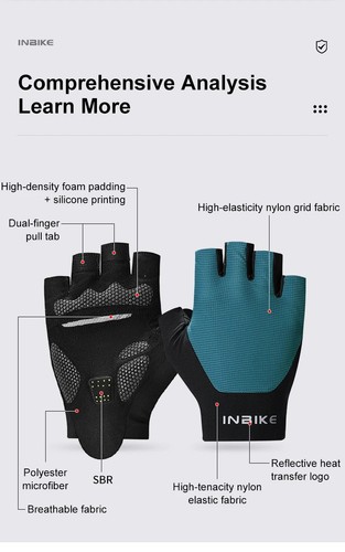 INBIKE Half Finger Cycling Gloves – Summer MTB Gloves with Shock Absorption - Picture 9 of 33