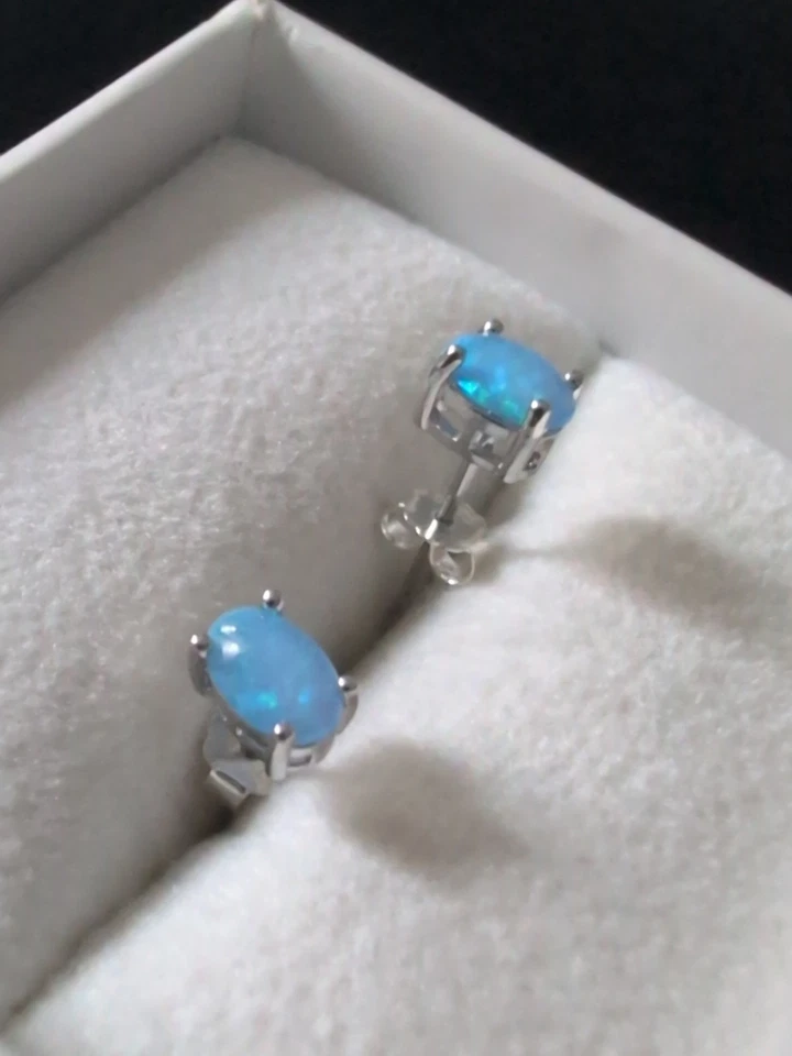 Подлинный австралийский черный опал 925 пробы с заклепками защитная смола повседневная одежда - Изображение 2 из 4