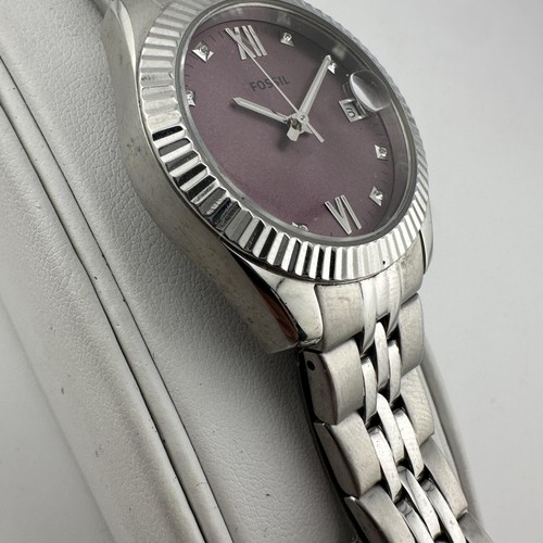 Fossil ES4905 Watch Womens 32mm Pink Dial Date Stainless Steel 6.8" Bracelet - Picture 6 of 13