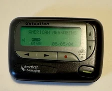 American Messaging Unication Pager Beeper System with Belt Clip Cradle Holder