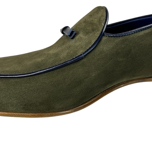 NEU - Hadleighs Luis Slipper in Oliv Marineblau Besatz Belgisches Wildleder Herren 46, 12 US - Bild 9 von 24
