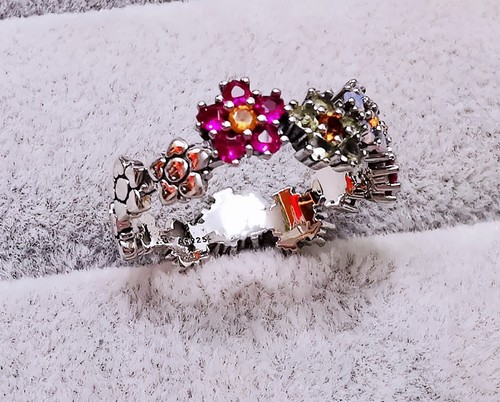 Thomas Sabo Ring Blumen farbige Steine silber TR2337-342-7 Größe 58 - Bild 3 von 9