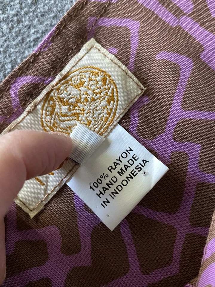 Noa Noa 女式 S 棕色粉色抽象印花长裙波西米亚夏威夷度假村二手状况完好 — 第 3/4 张图片