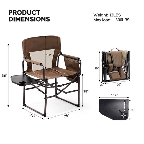 1 Piece Portable Folding Camping Directors Chair with Built-in Cup Holder - Picture 11 of 17