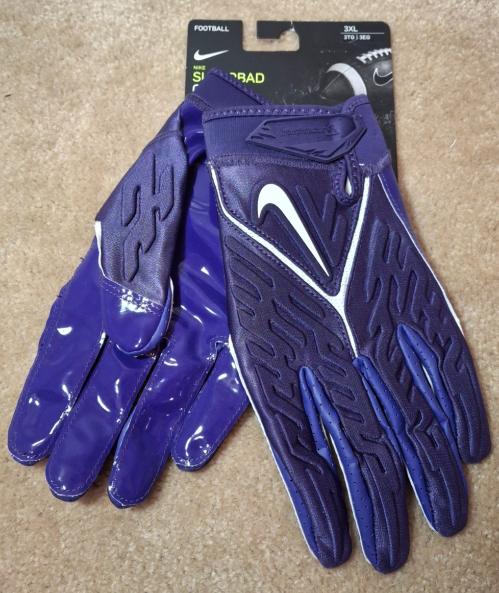 NIKE SUPERBAD 6.0 ADULT PADDED FOOTBALL GLOVES, NFL TEAM ISSUED