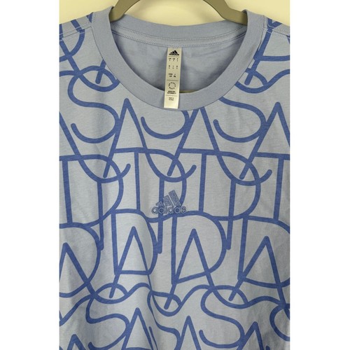Adidas Script Tee Blue Dawn Mens Large New T Shirt Short Sleeve - Picture 3 of 6