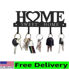 Durable Black Matte Key Holder with 5 Sturdy Hooks - Easy Wall Mount, 9.8in