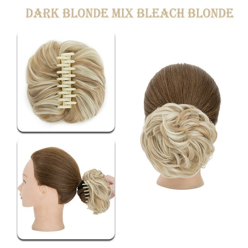 Curly Messy Bun Hair Piece Updo Thick Claw Clip in Hair Extensions Real As Human - 第 36/41 張圖片