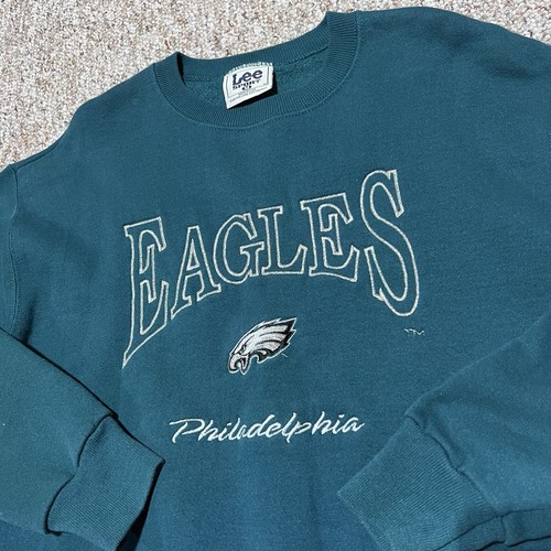 Vintage Philadelphia Eagles Sweatshirt Mens M Green Lee Sport Made In USA Great