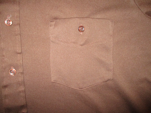 CAMISA DE POLIÉSTER JC PENNEY ULTRESSA MARRÓN Botón Delantero Manga Larga 16.5-33 de colección - Imagen 2 de 5