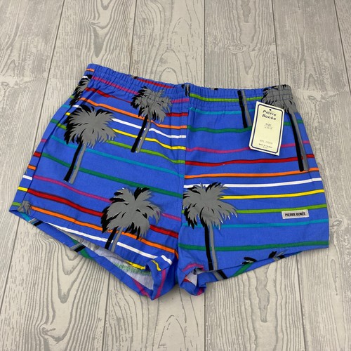 Deadstock Vintage 1980s Pierre Bonee Shorty Swim Trunks Rainbow Boys L 16-18