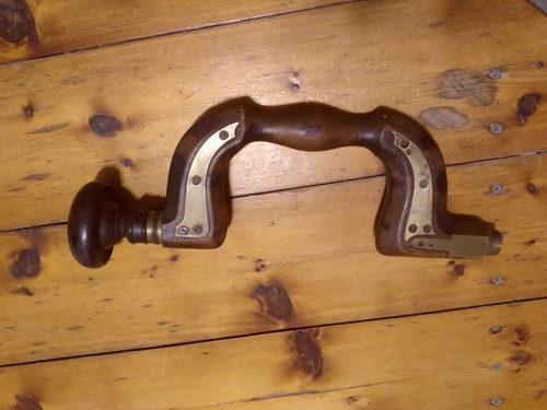 Antique/Vintage W.M. Bower Sheffield Brass Hand Drill Brace