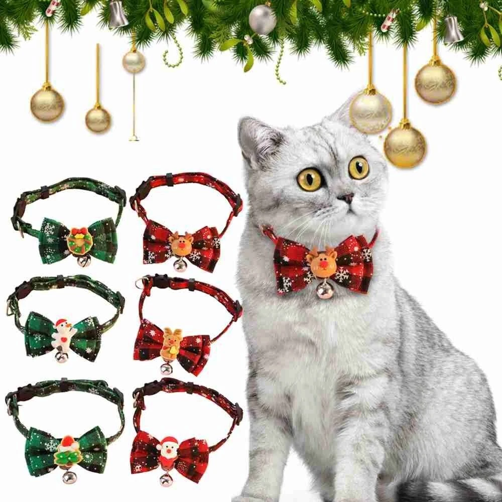 Christmas Necklace Cat Kitten Collar Dog Bell Pet Bowknot