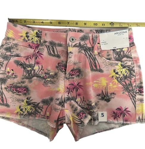 Arizona Jean Co. Womens Juniors 5 Shortie Shorts Low Rise Tropical Print NWT - Picture 2 of 11
