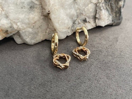 Orecchini Clogau oro giallo e rosa 18 kt sempre nel mio cuore diamanti sconto 200€ - Foto 14 di 21
