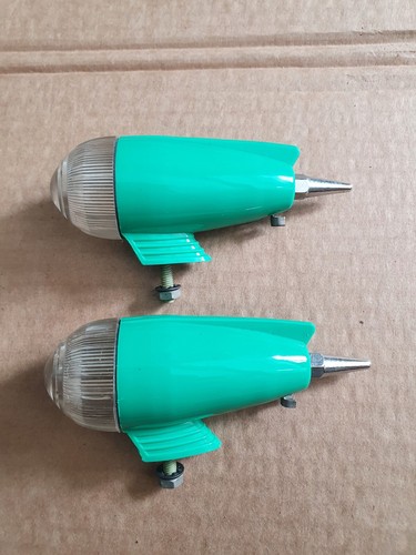 Lucas rocket torpedo light lamp set pair Green New. Lambretta Vespa - Picture 6 of 6