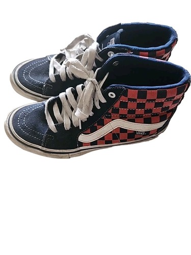 Vans Sk8-hi Pro Checkerboard Navy/Orange SZ 8 Men's - Picture 4 of 6