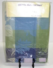 Cotton Park Cottage Tablecloth~Green Blue Damask ~ 60" x 104" Rectangular *NEW*