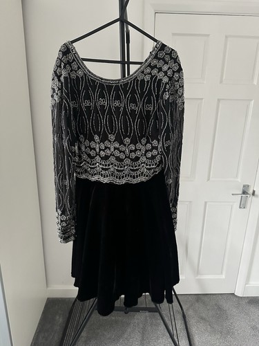 Virgos Lounge size 12 black silver bead skater dress BNWT - Picture 4 of 11