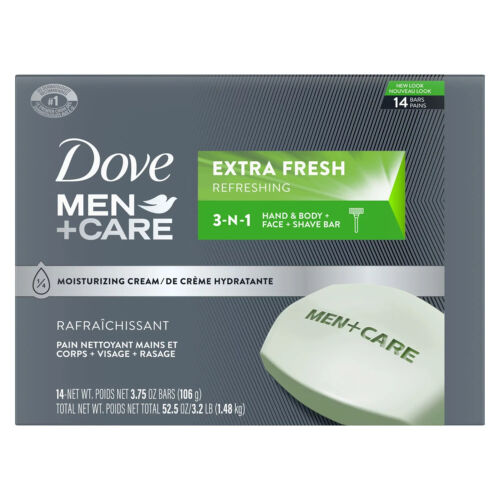Dove Men+Care Body and Face Bar Soap, Extra Fresh (3.75 oz., 14 ct.) Great Price - Picture 2 of 5