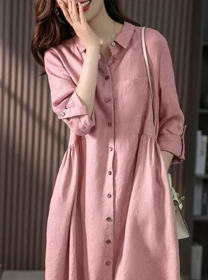 loose button up dress Njoeus Cotton Linen Shirt Dress for Womens Casual Long Sleeve Button Up Loose Split Maxi Shirt Dresses