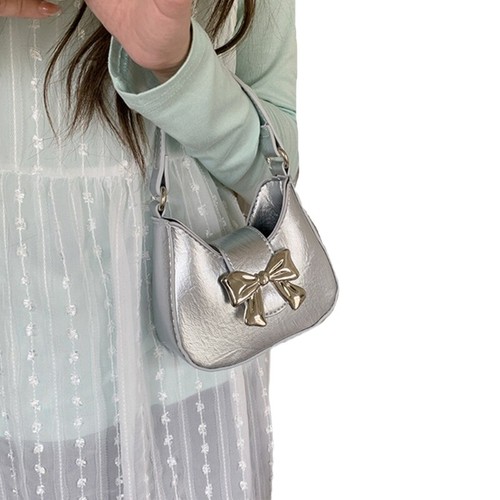 Women Bag Bow Crossbody Bag Small Handbag Aesthetic Shoulder Bag with Chain - Picture 5 of 12