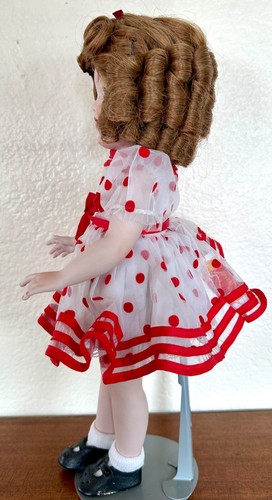 Vestido de lunares de porcelana hecho a mano Shirley Temple Doll firmado Connie Walton 18" - Imagen 10 de 17