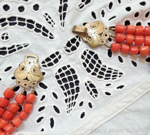 Polish goral folk costume embroidered blouse vest skirt coral necklace Poland - Picture 12 of 19