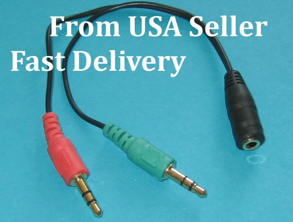 2PK 3.5mm Headset Splitter Molded Jack Adapter CTIA 2 Male to
