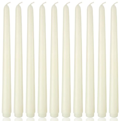 10 Inch Ivory Taper Candles 10 Pack Unscented Candlesticks for Dinner Wedding...
