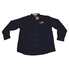 Harriton Men’s Navy Blue Puppy Logo Long Sleeve Button Down Shirt Size Large New