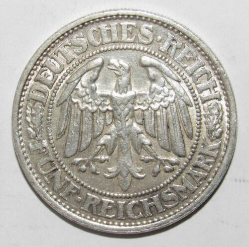 Germany Weimar Republic 1932 D 5 Mark AU/UNC - Picture 2 of 2