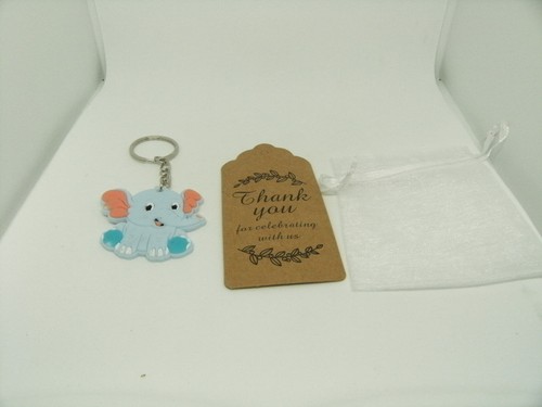 Portachiavi silicone 6 pezzi elefanti ragazzo baby shower festa bomboniere regali sourvenir - Foto 2 di 9