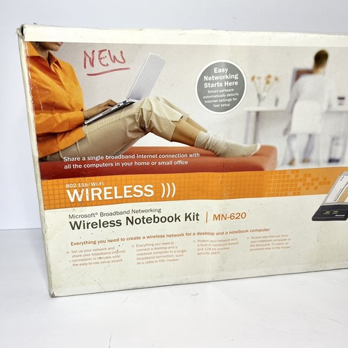 Microsoft MN-620 Home Networking Wireless Notebook Kit in Box Complete WiFi EC - Picture 2 of 7